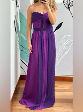 Max & Cleo Two-Tone Purple Ombre Strapless Maxi Dress